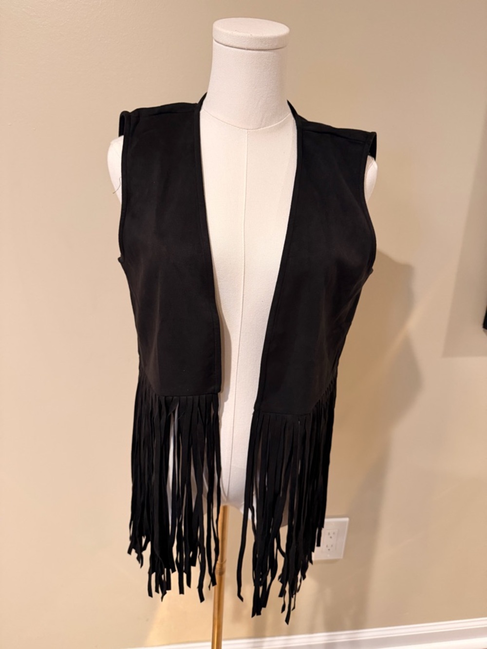 Black Fringe Suede Vest